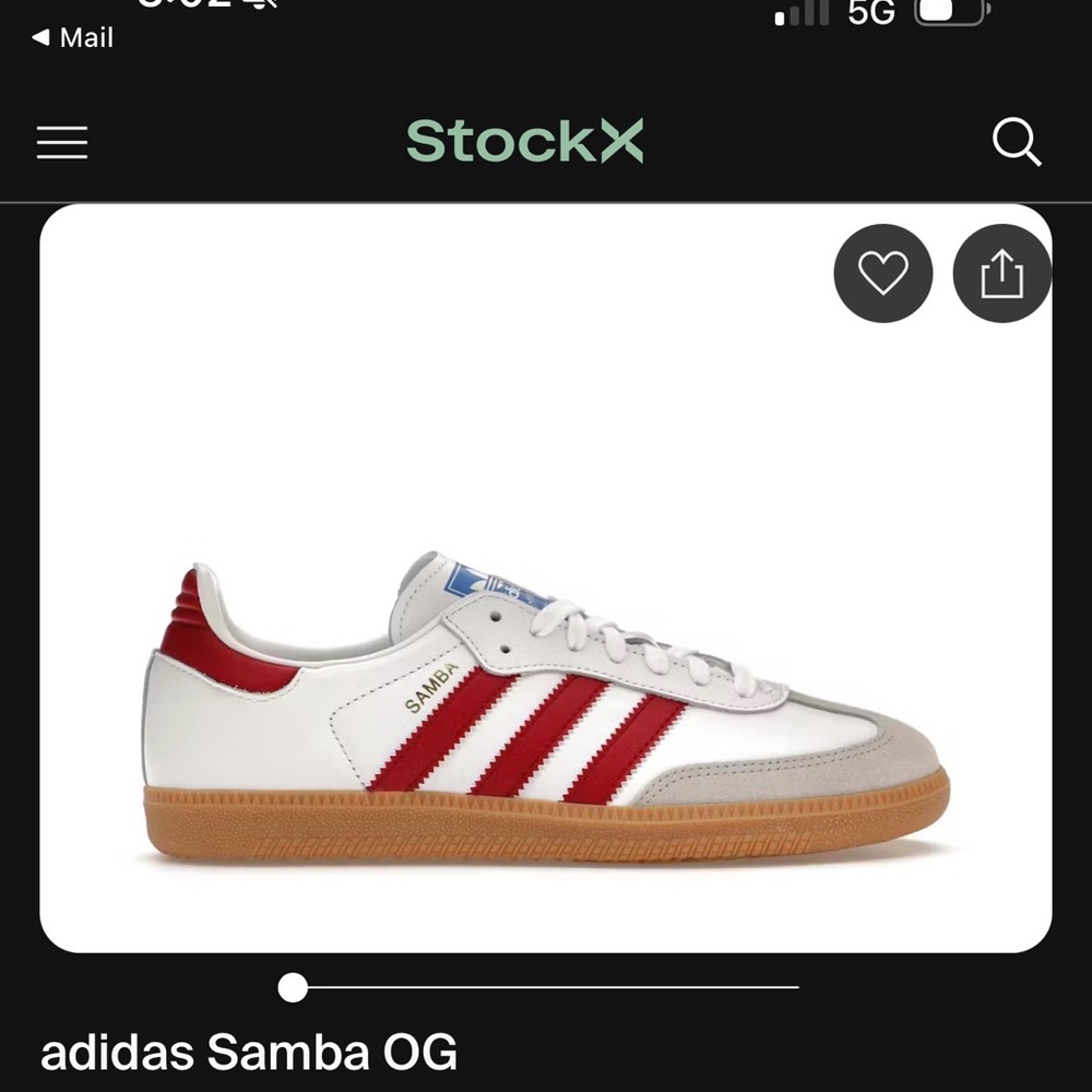 adidas Samba OG White with Red Stripes Sneakers